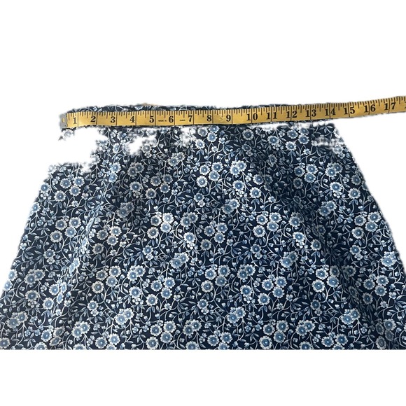 Vintage Handmade Floral Calico A-Line Skirt Navy Blue White Mini Skirt Size S - Picture 4 of 6